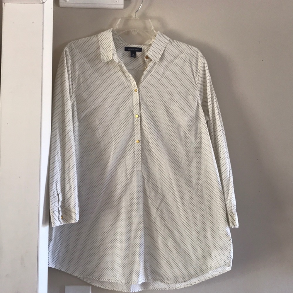 Lands End Dress Polka Dot Top - PLUS